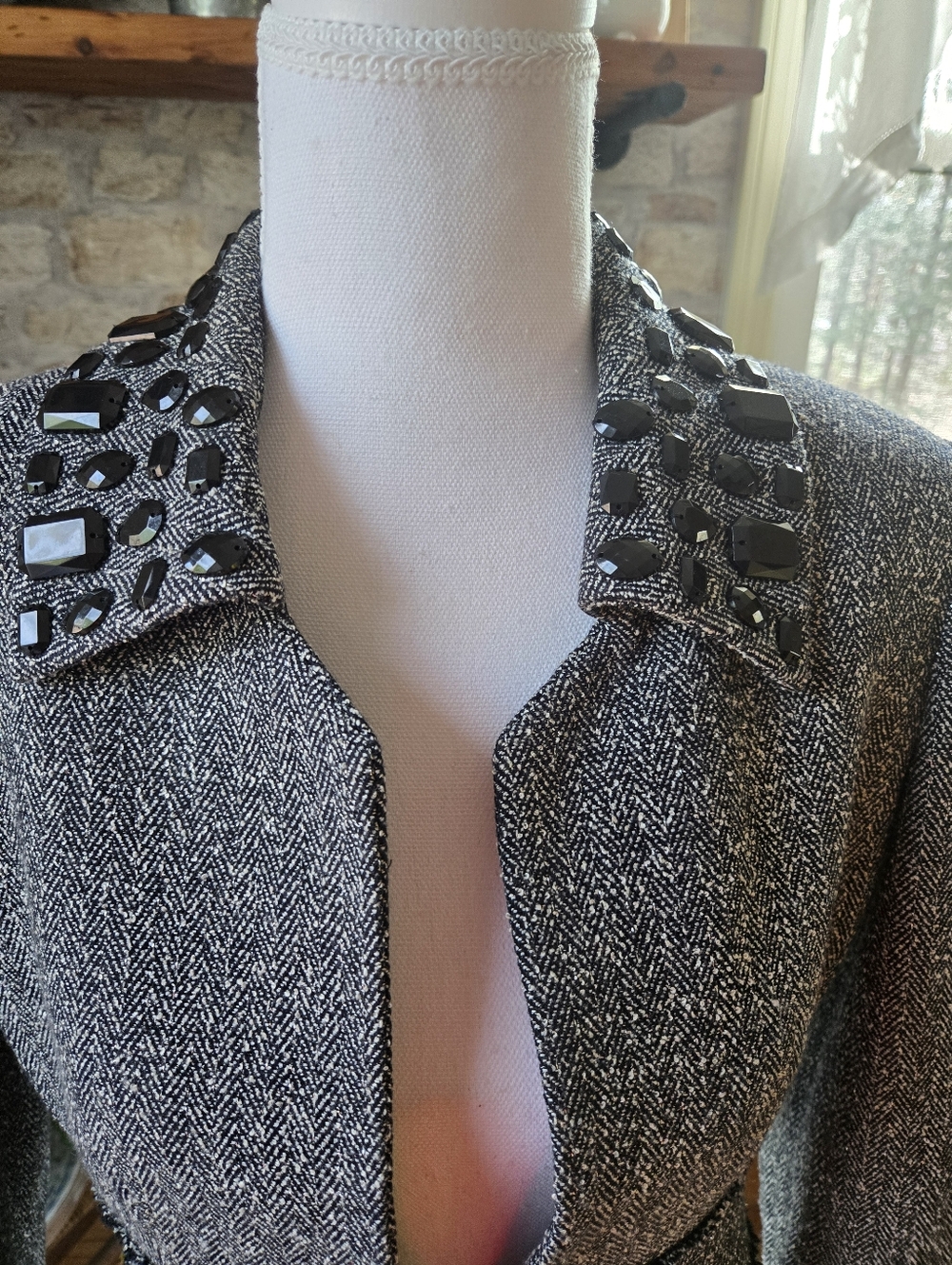 White House Black Market Black and White Tweed Blazer - Picture 3 of 5